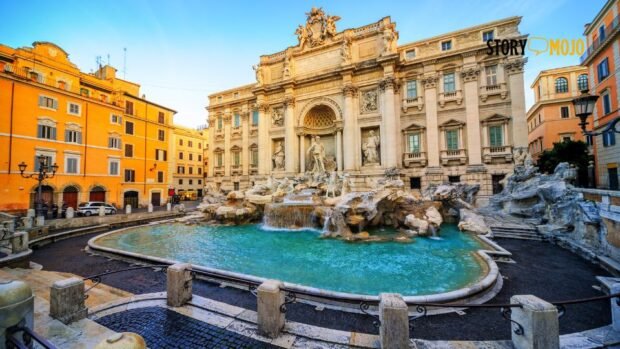 a fountain in front of a building