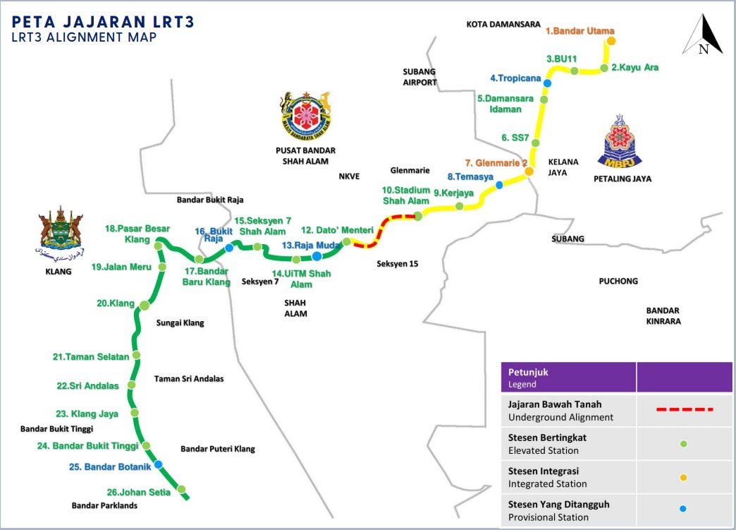 LRT3 Line Alignment Map